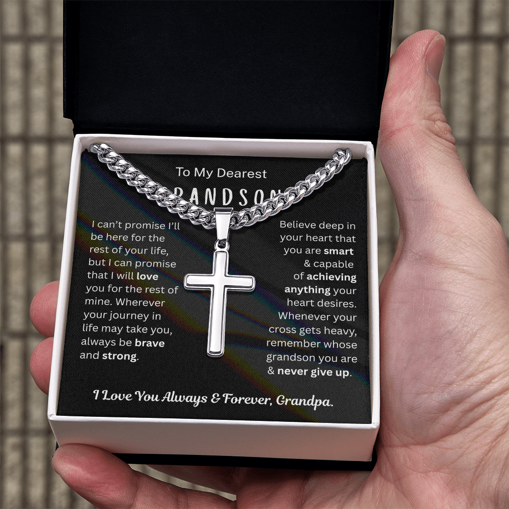 Remember whose Grandson you are - Artisan Cross Cuban Chain For Grandson