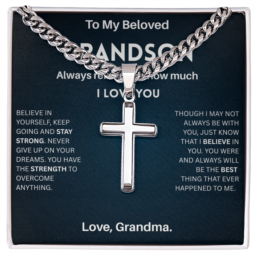 Believe in yourself - Artisan Cross Cuban Chain For Grandson