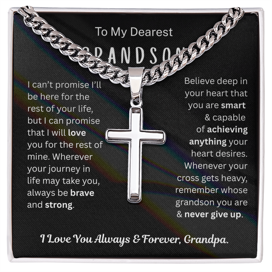 Remember whose Grandson you are - Artisan Cross Cuban Chain For Grandson