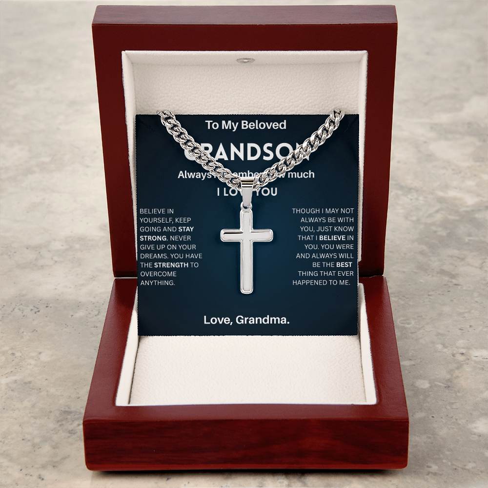 Believe in yourself - Artisan Cross Cuban Chain For Grandson