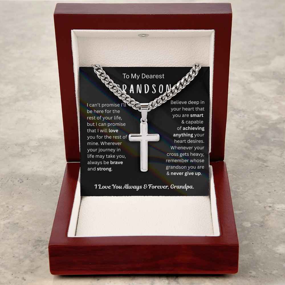 Remember whose Grandson you are - Artisan Cross Cuban Chain For Grandson