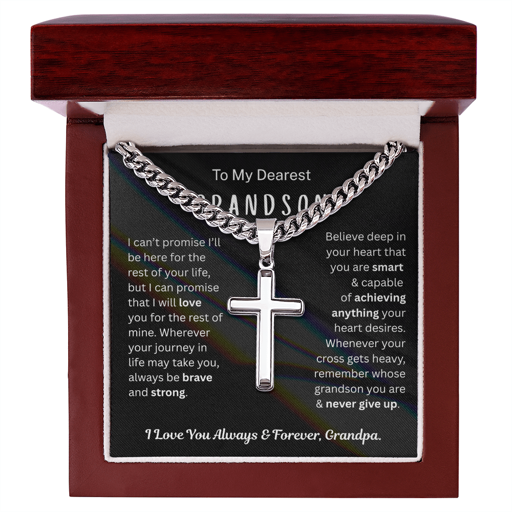 Remember whose Grandson you are - Artisan Cross Cuban Chain For Grandson