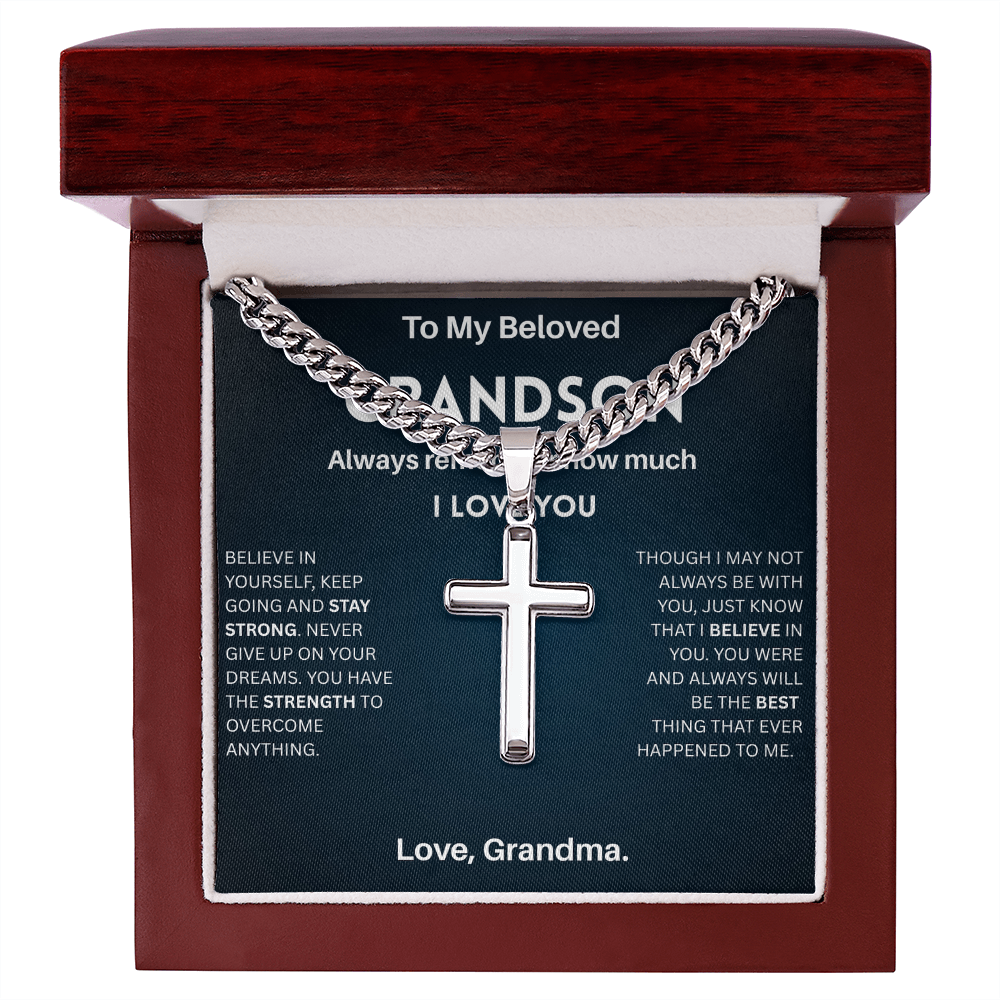 Believe in yourself - Artisan Cross Cuban Chain For Grandson