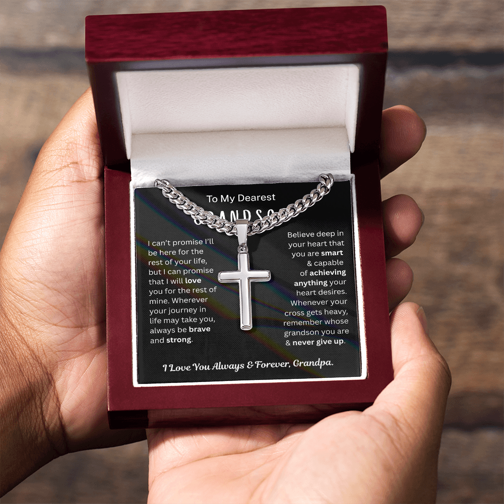 Remember whose Grandson you are - Artisan Cross Cuban Chain For Grandson