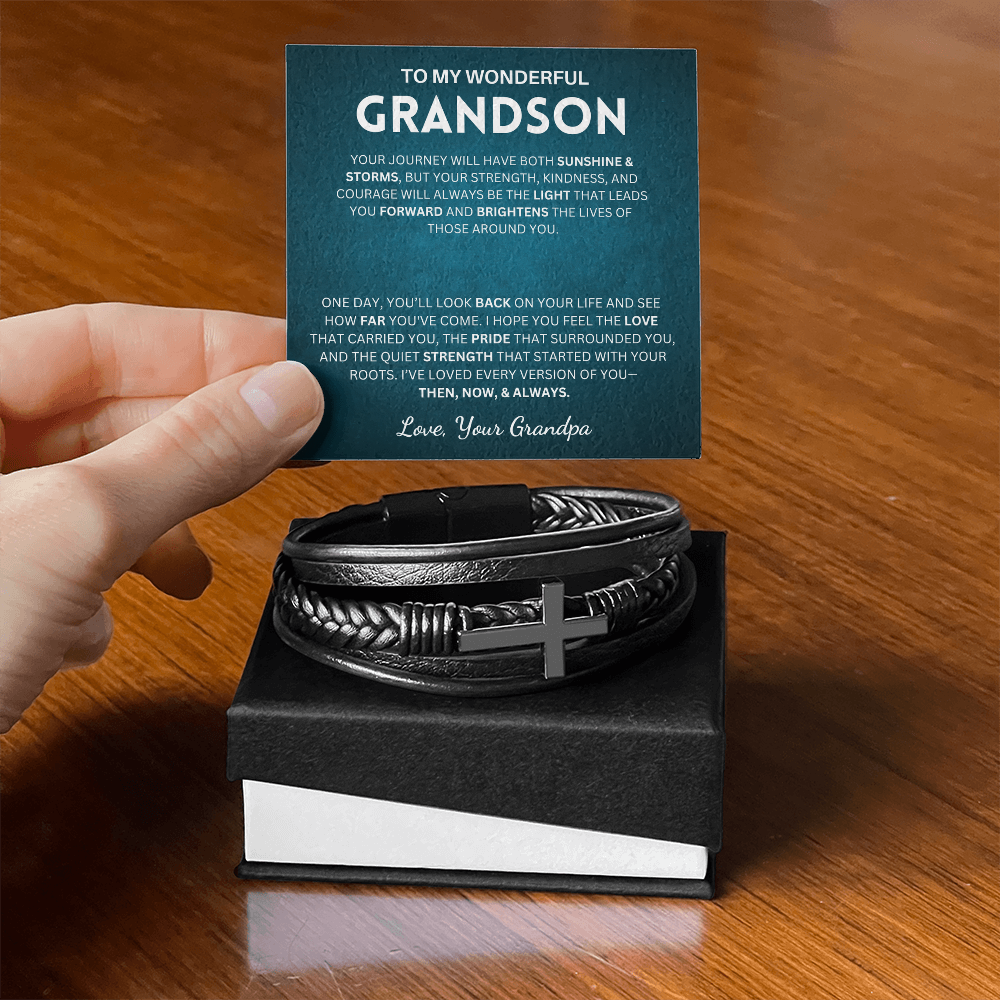 I hope you feel the love that carried you - Cross Bracelet For Grandson
