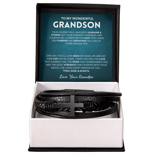 I hope you feel the love that carried you - Cross Bracelet For Grandson