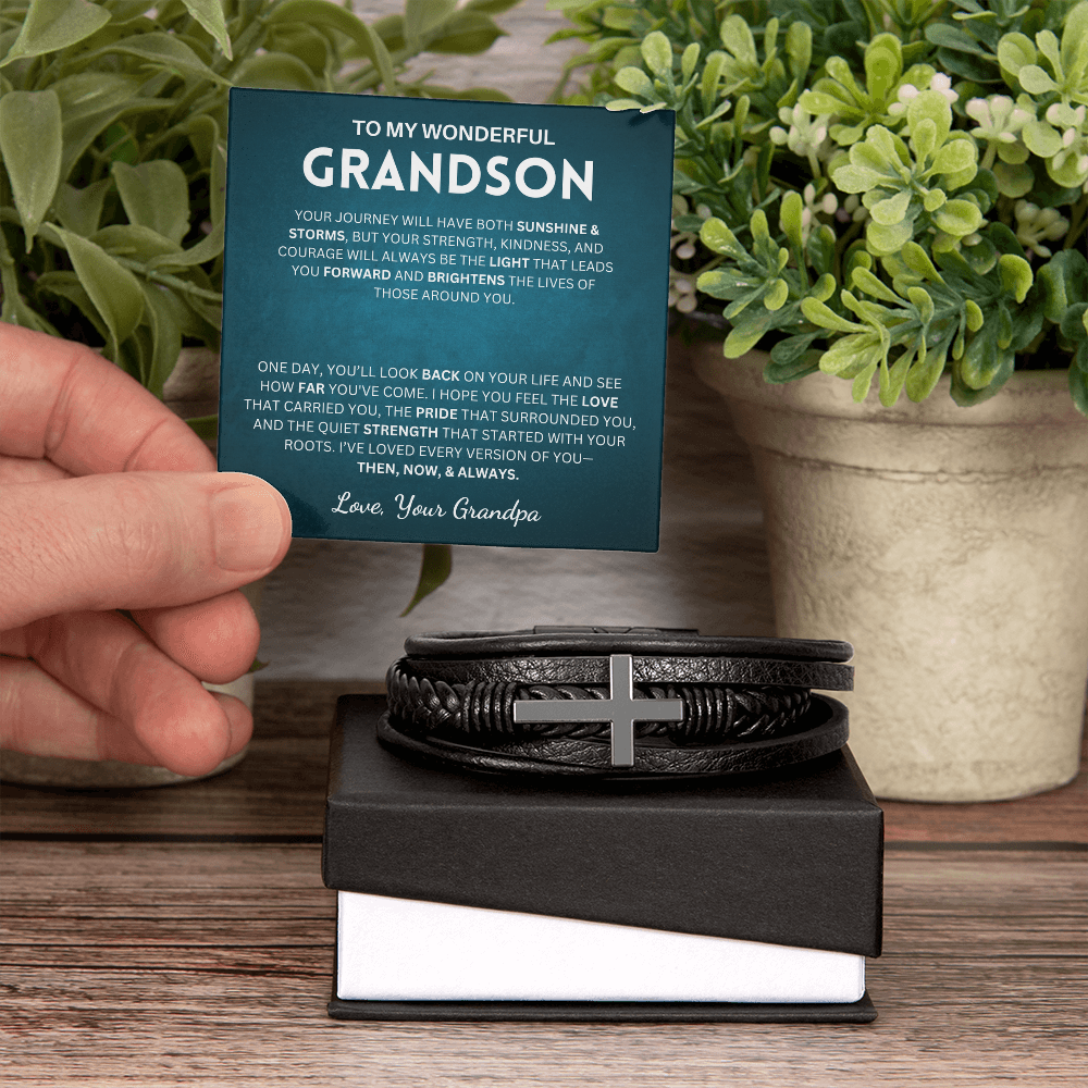 I hope you feel the love that carried you - Cross Bracelet For Grandson