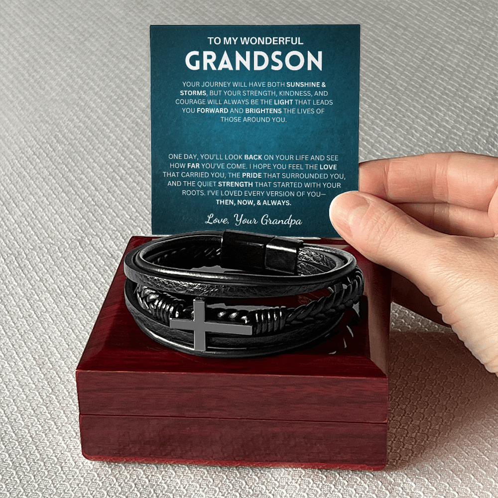 I hope you feel the love that carried you - Cross Bracelet For Grandson