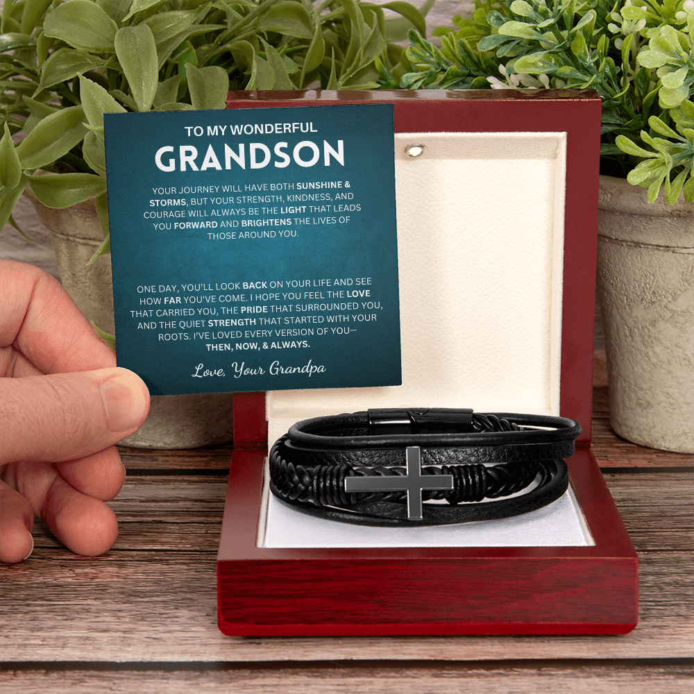 I hope you feel the love that carried you - Cross Bracelet For Grandson
