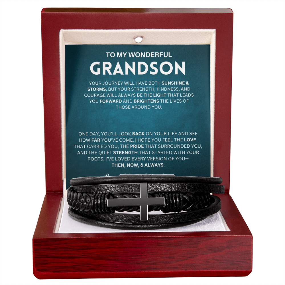 I hope you feel the love that carried you - Cross Bracelet For Grandson