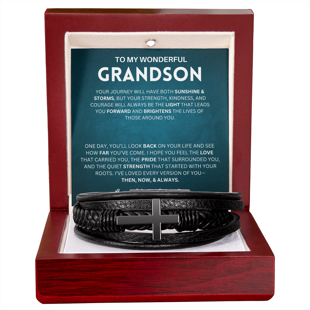 I hope you feel the love that carried you - Cross Bracelet For Grandson