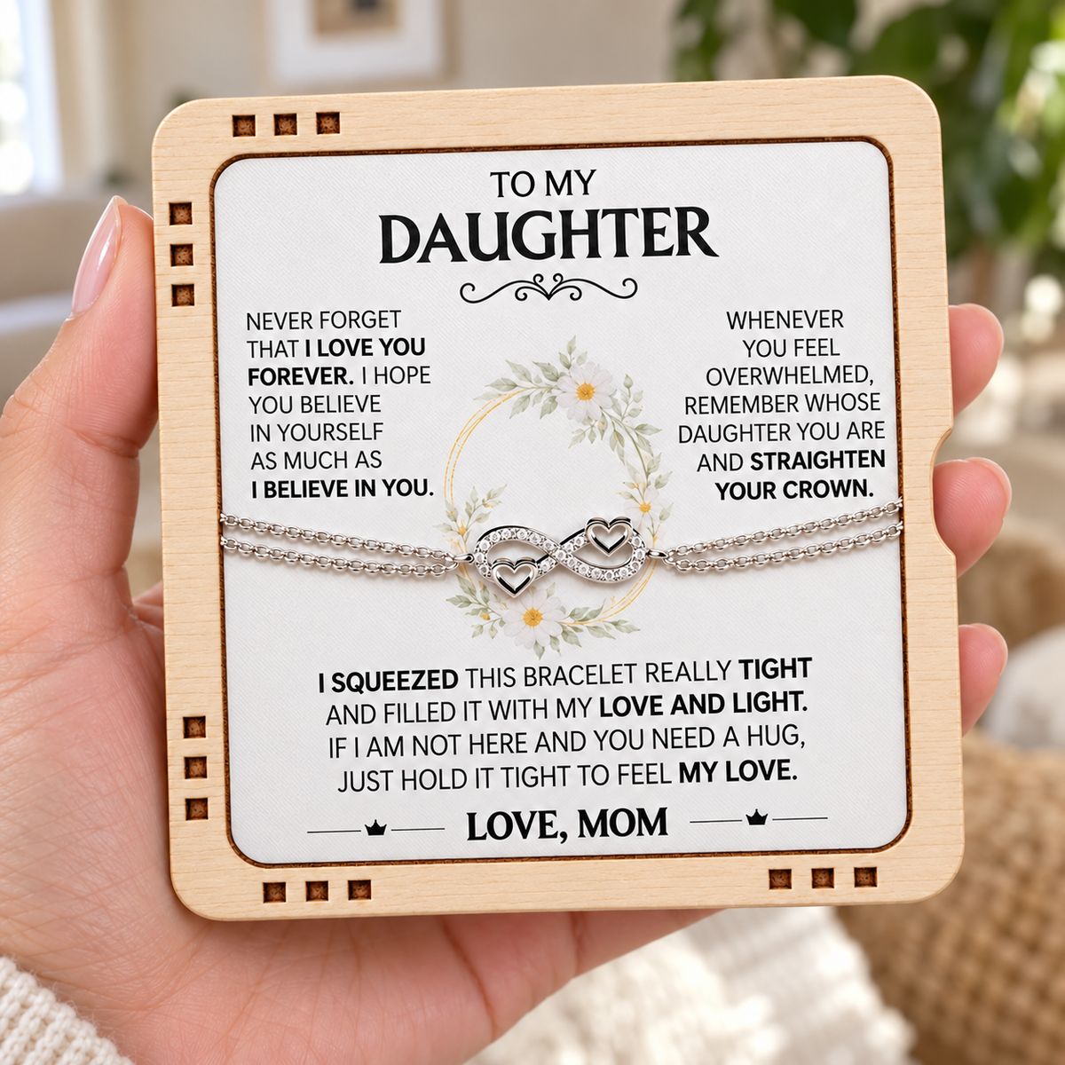 Hold this close to feel my love - Mom & Daughter Eternal Bond Bracelet