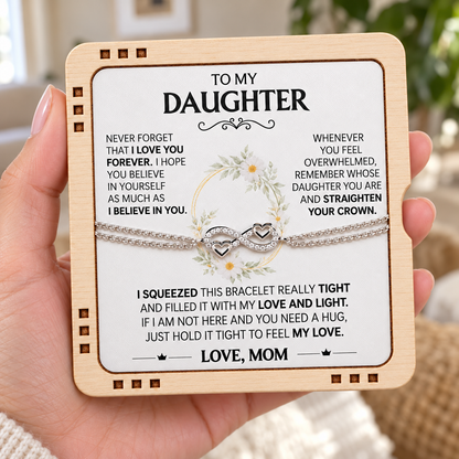Hold this close to feel my love - Mom & Daughter Eternal Bond Bracelet