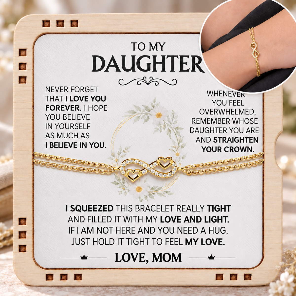Hold this close to feel my love - Mom & Daughter Eternal Bond Bracelet