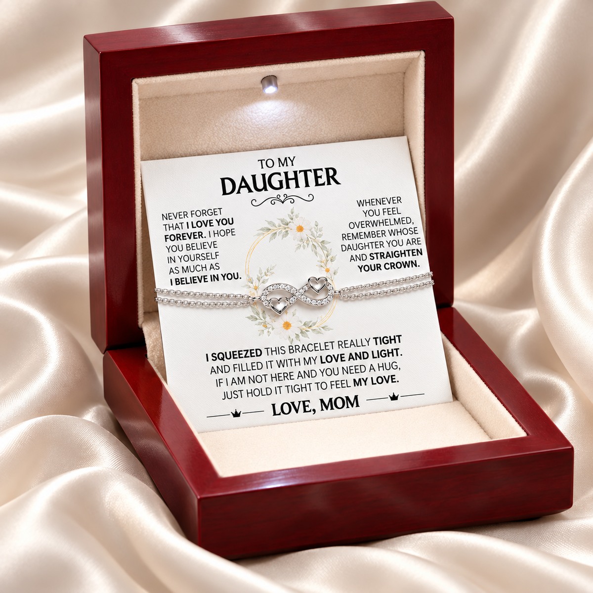 Hold this close to feel my love - Mom & Daughter Eternal Bond Bracelet