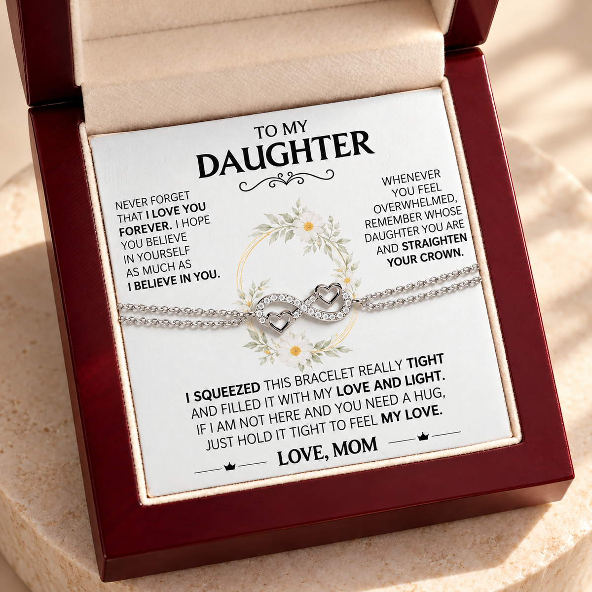 Hold this close to feel my love - Mom & Daughter Eternal Bond Bracelet