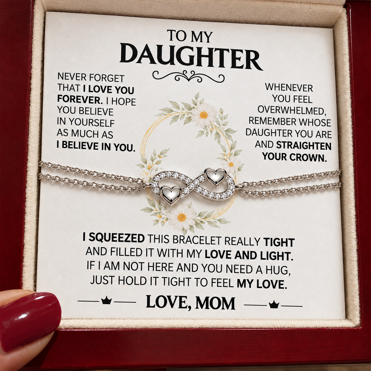 Hold this close to feel my love - Mom & Daughter Eternal Bond Bracelet