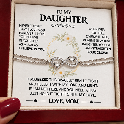 Hold this close to feel my love - Mom & Daughter Eternal Bond Bracelet