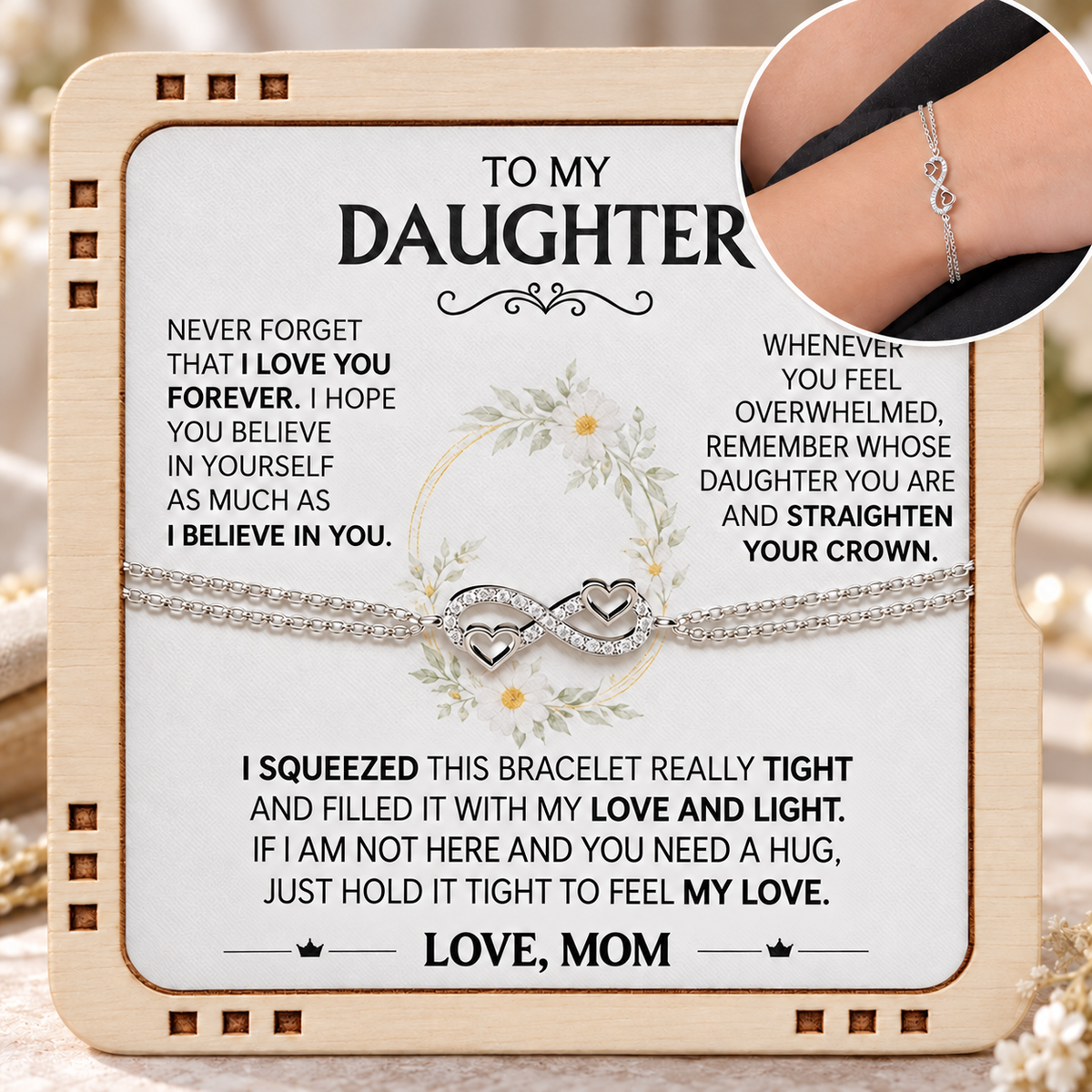Hold this close to feel my love - Mom & Daughter Eternal Bond Bracelet