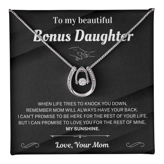 Remember Mom will always have your back - Necklace For Bonus Daughter