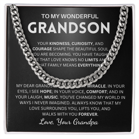 My love walks with you forever - Cuban Chain For Grandson