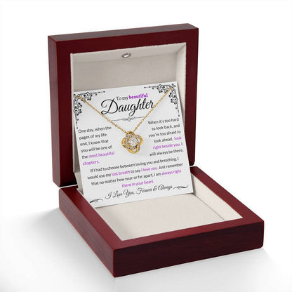 Stunning Daughter Gift "Most Beautiful Chapters" Gold Knot Necklace