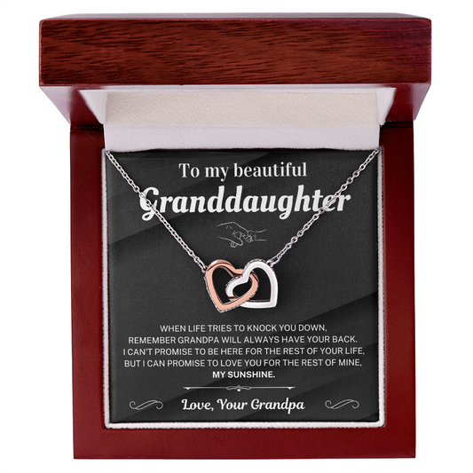 Your Grandpa will always have your back - Necklace For Granddaughter