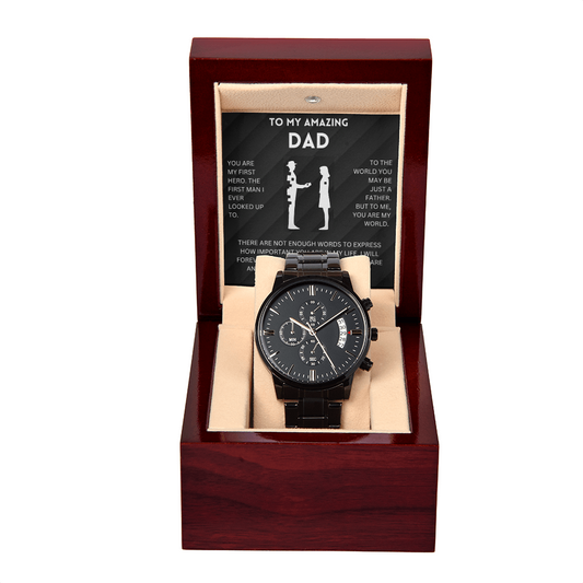 Without you, there is no me - Black Chronograph Watch For Dad
