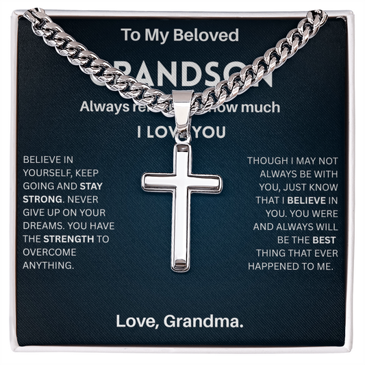 Believe in yourself - Artisan Cross Cuban Chain For Grandson