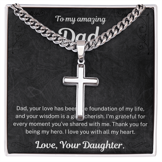 Thank you for being my hero - Artisan Cross Cuban chain for Dad