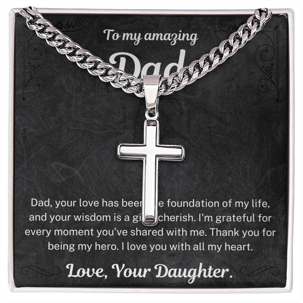 Thank you for being my hero - Artisan Cross Cuban chain for Dad
