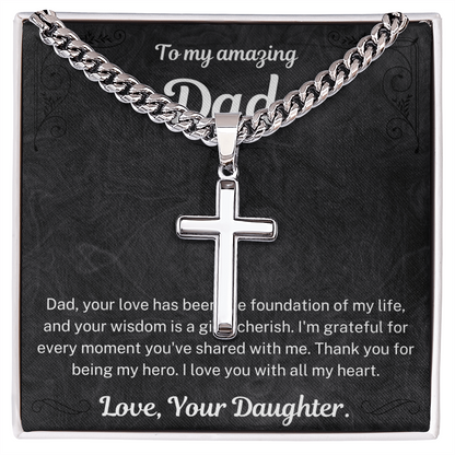 Thank you for being my hero - Artisan Cross Cuban chain for Dad