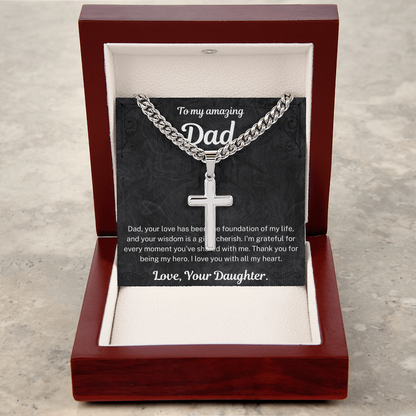 Thank you for being my hero - Artisan Cross Cuban chain for Dad