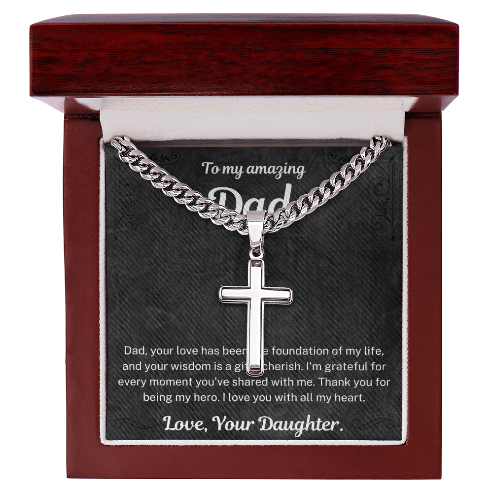 Thank you for being my hero - Artisan Cross Cuban chain for Dad