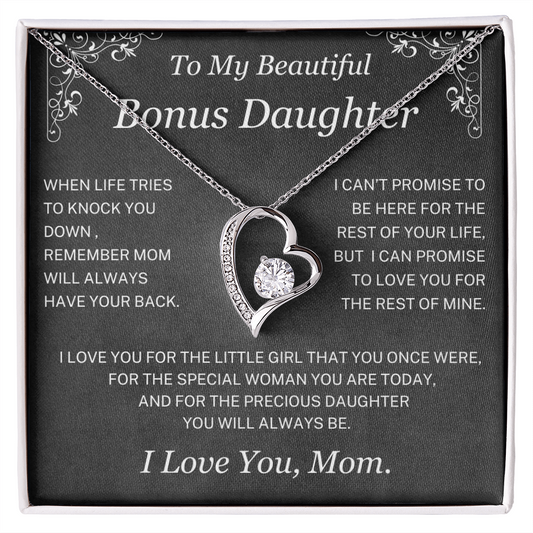 Remember Mom will always have you back - Necklace For Bonus Daughter