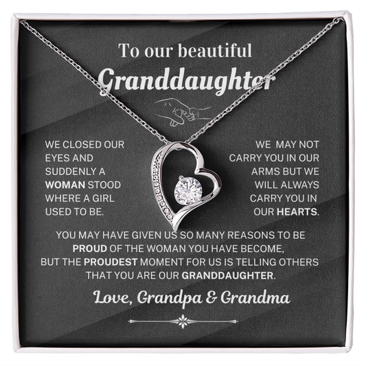 We are proud of you - Necklace For Granddaughter From Grandma & Grandpa