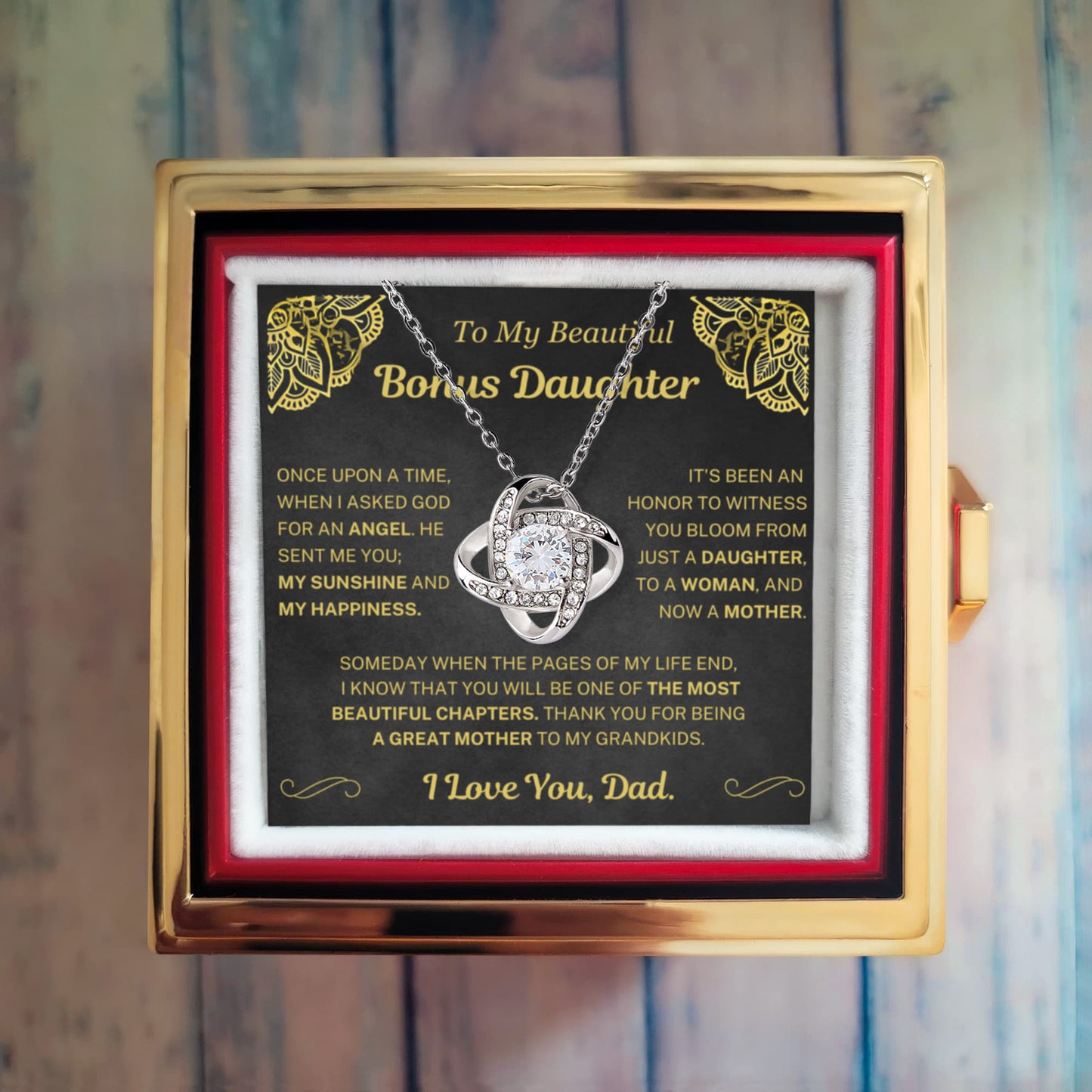 When I asked for an angel, he sent me you - Eternal Rose Necklace For Bonus Daughter