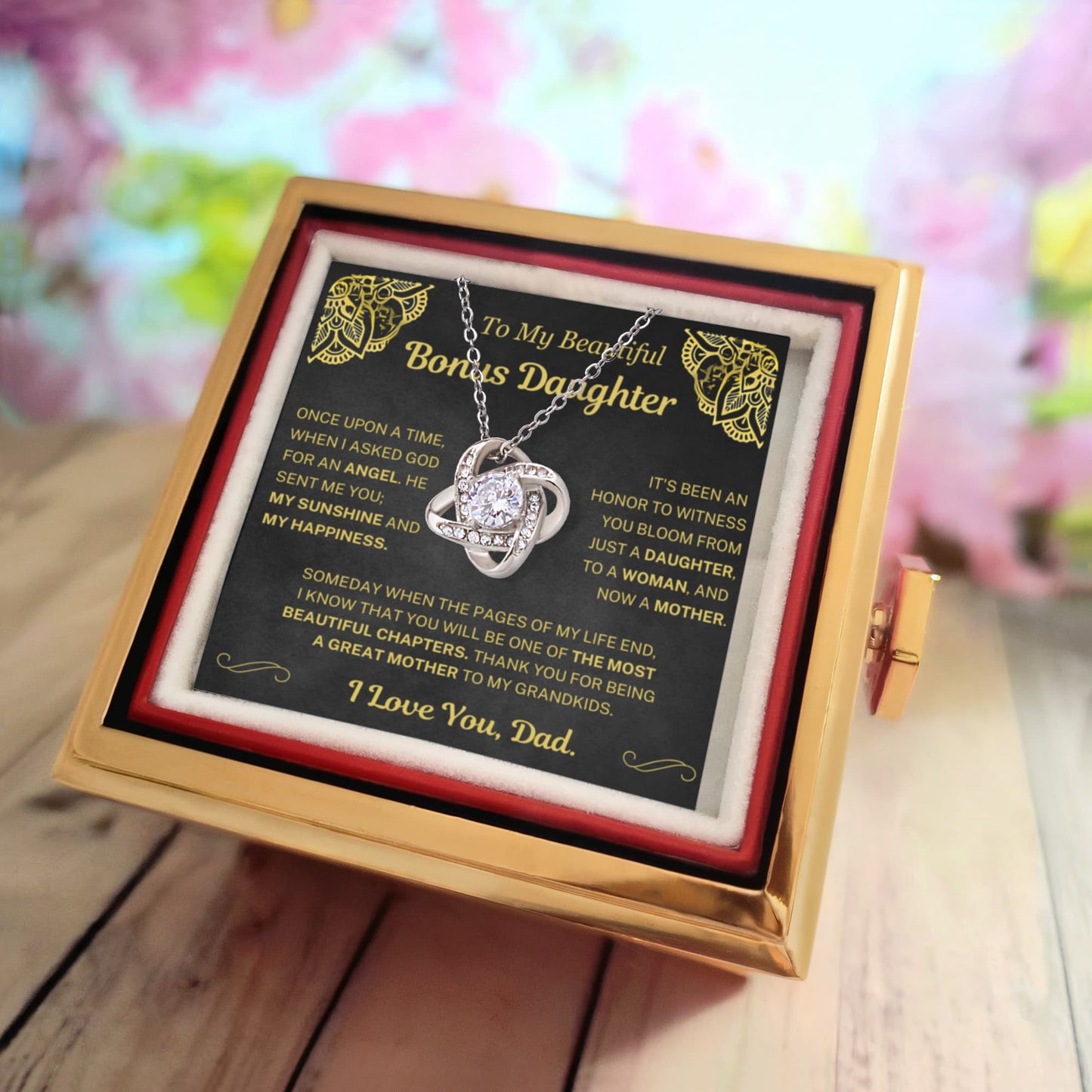 When I asked for an angel, he sent me you - Eternal Rose Necklace For Bonus Daughter