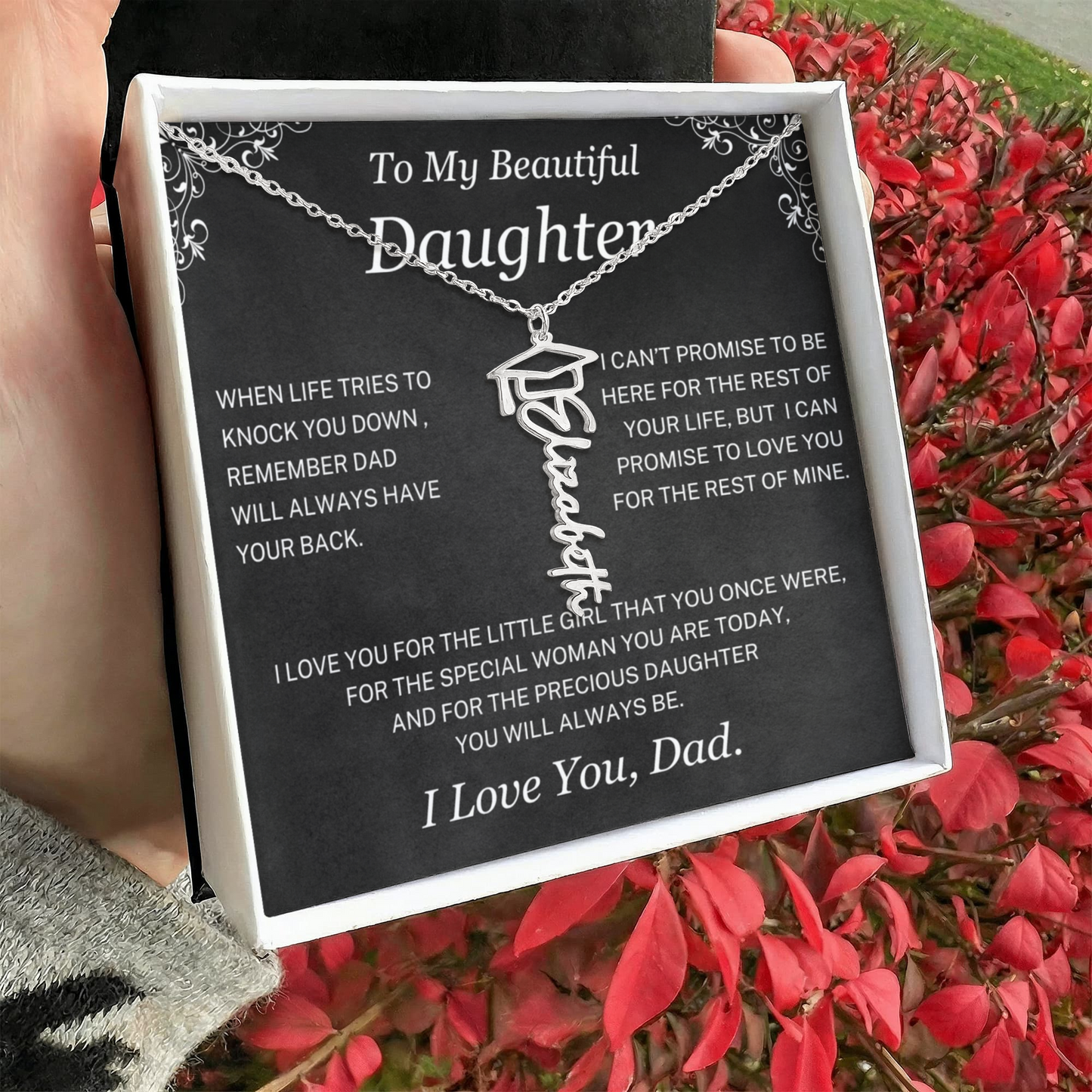 Dad will always have your back - Graduation Name Necklace For Daughter