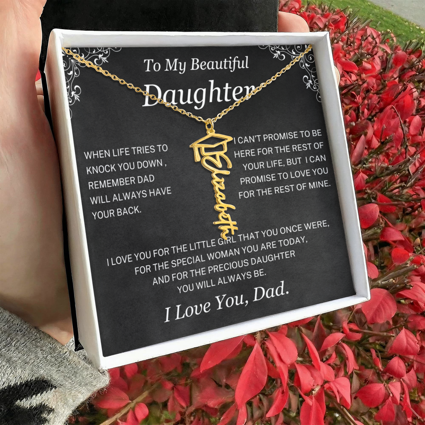 Dad will always have your back - Graduation Name Necklace For Daughter
