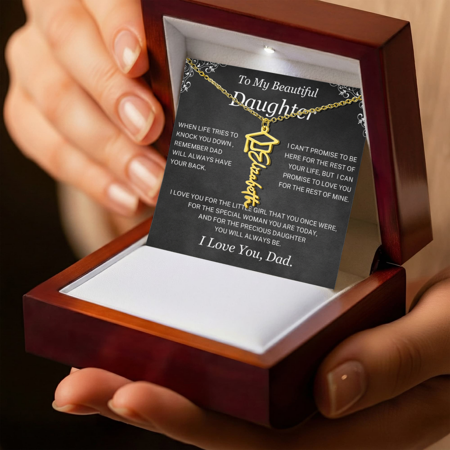 Dad will always have your back - Graduation Name Necklace For Daughter